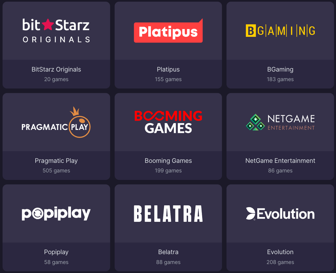 Bitstarz Game Providers